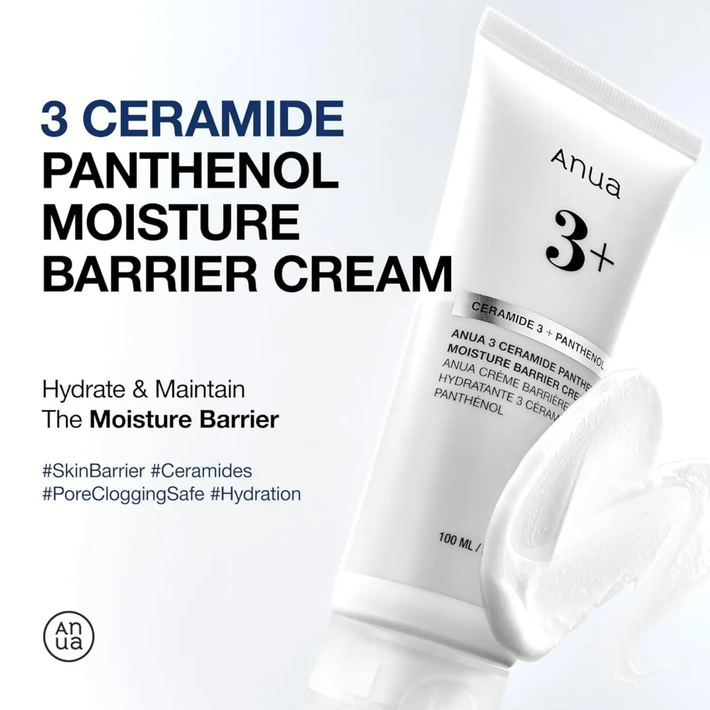 White tube of anua 3 ceramide panthenol moisture barrier cream for hydration from one of the best korean skincare brands sa