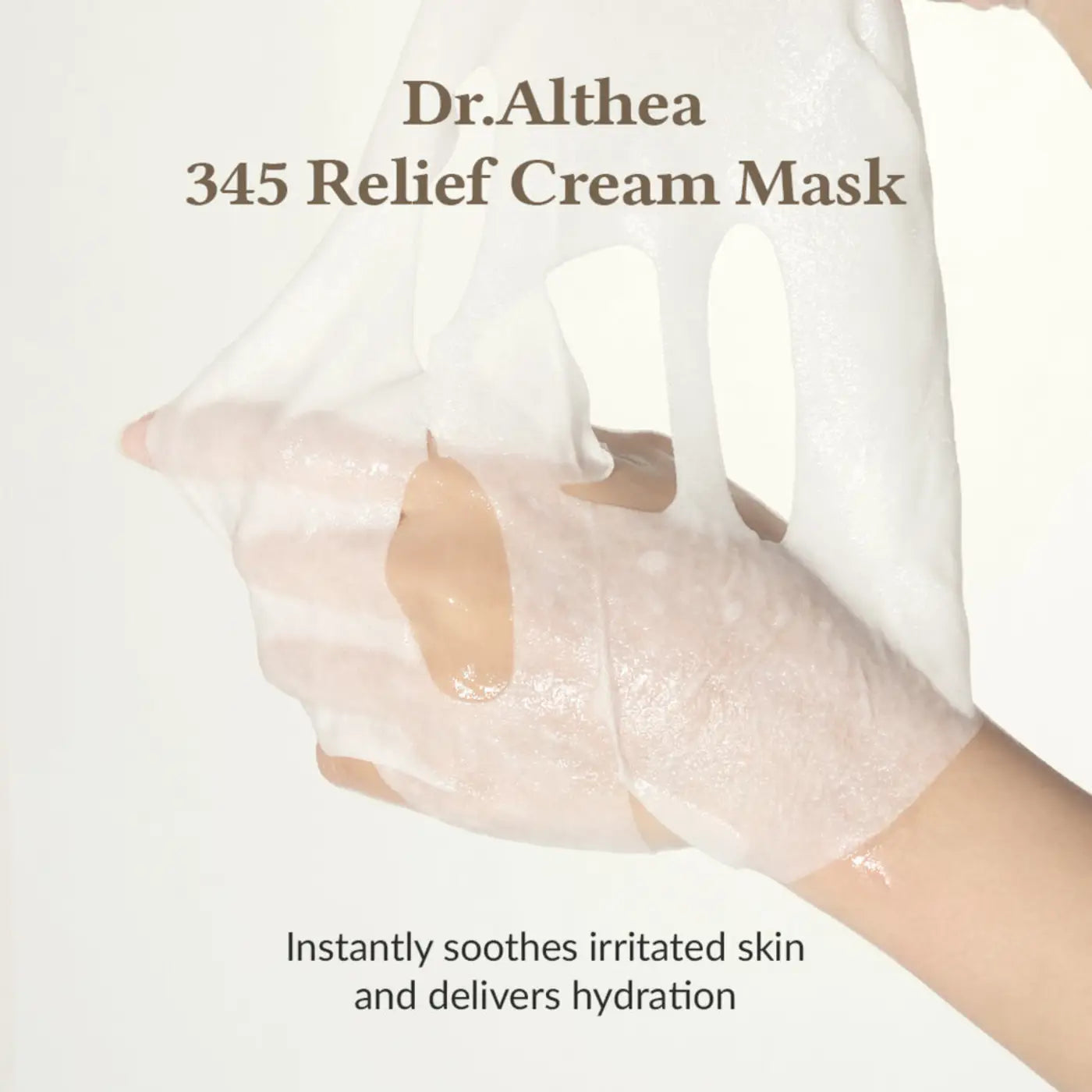 A translucent thin sheet relief cream mask from dr 345 relief cream mask for soothing and hydrating skin care