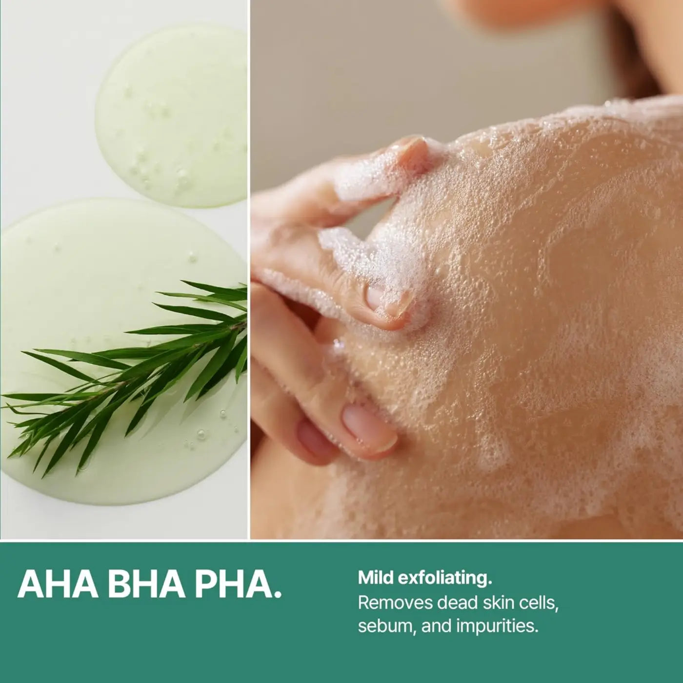 A translucent green aha bha pha exfoliating gel with fresh herbal accent from days miracle acne body cleanser