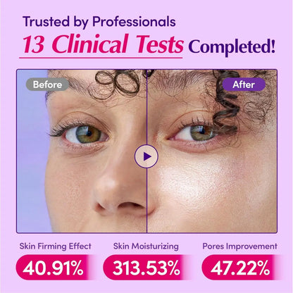 Close-up before and after of skin showing improved firmness hydration and pore appearance using bakuchiol plumping serum 30ml from best korean skincare brands sa