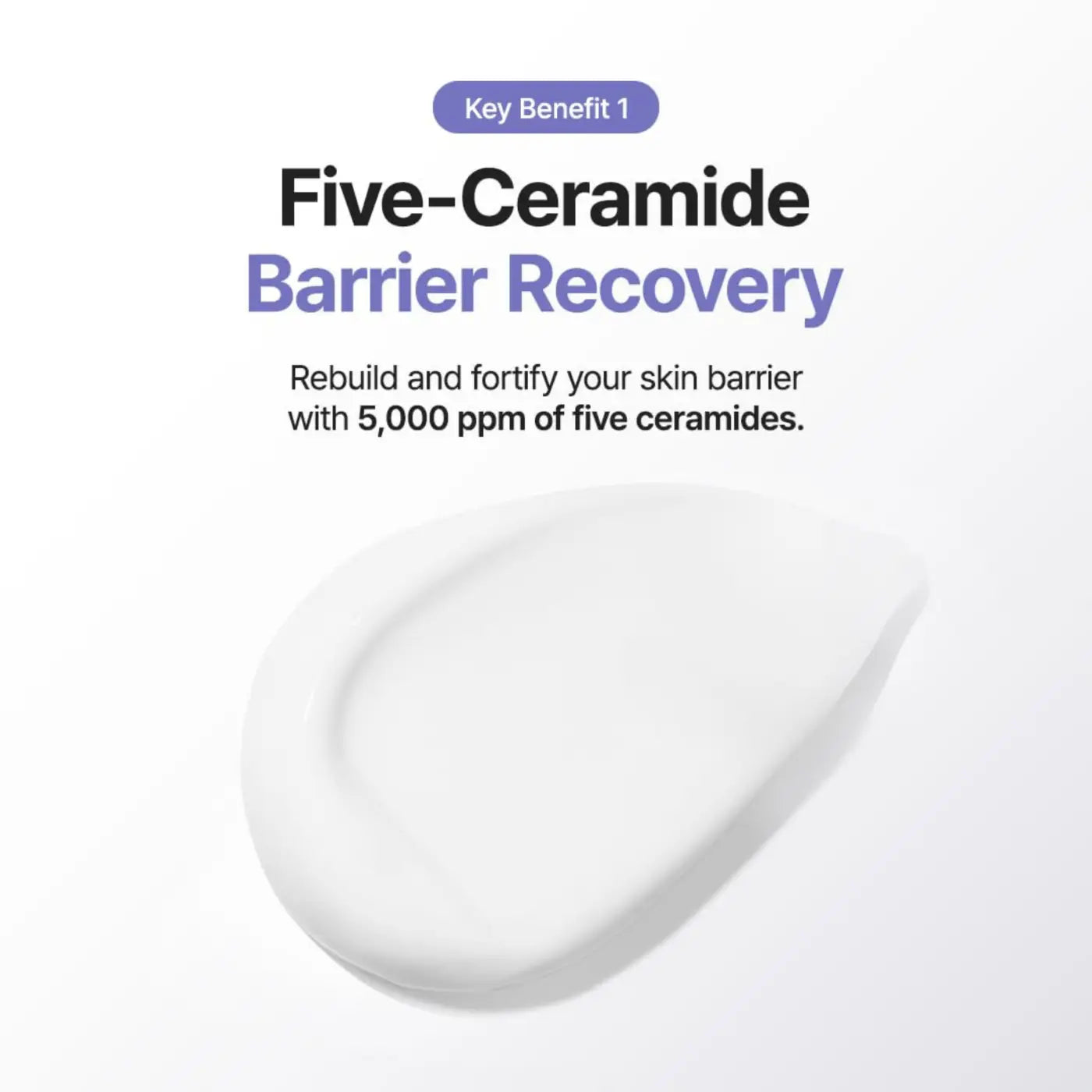 A smooth creamy white luminous ceramide moisturizer with a glossy sheen in a 100ml jar