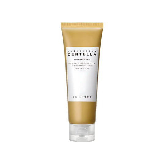 Gold-colored tube of skin1004 madagascar centella ampoule foam for gentle cleansing with centella ampoule foam benefits