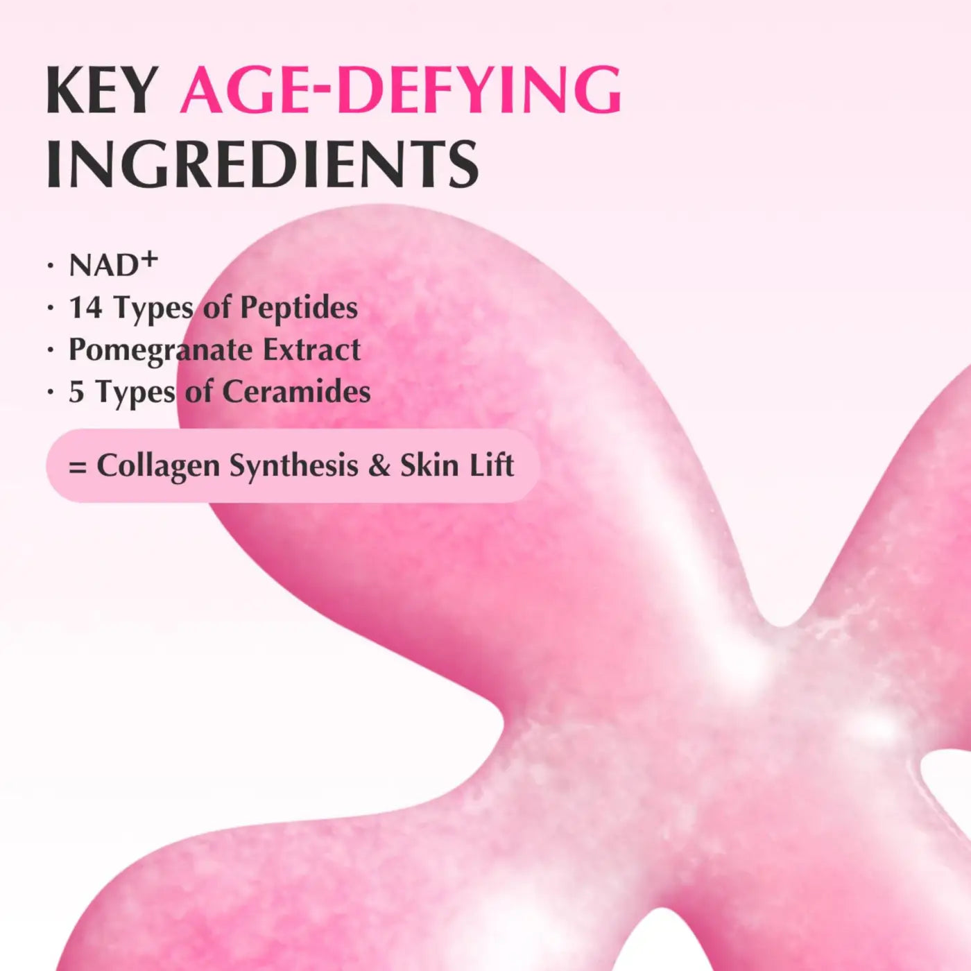 Pink glossy gel-like texture of nad+ peptide boosting serum 30ml from best korean skincare brands sa for brightening