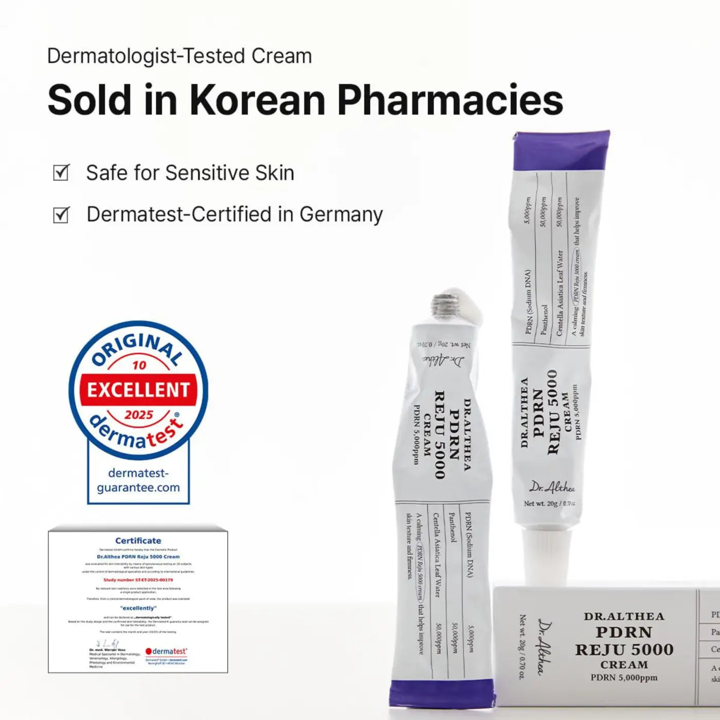 White tube of pdrn reju 5000 cream from the best korean skincare brands sa for advanced skin rejuvenation