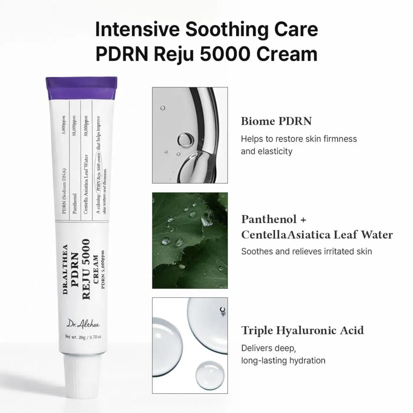 White tube with purple cap containing dr pdrn reju 5000 cream from best korean skincare brands sa collection