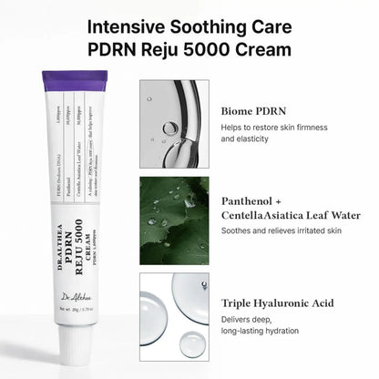 White tube with purple cap containing dr pdrn reju 5000 cream from best korean skincare brands sa collection