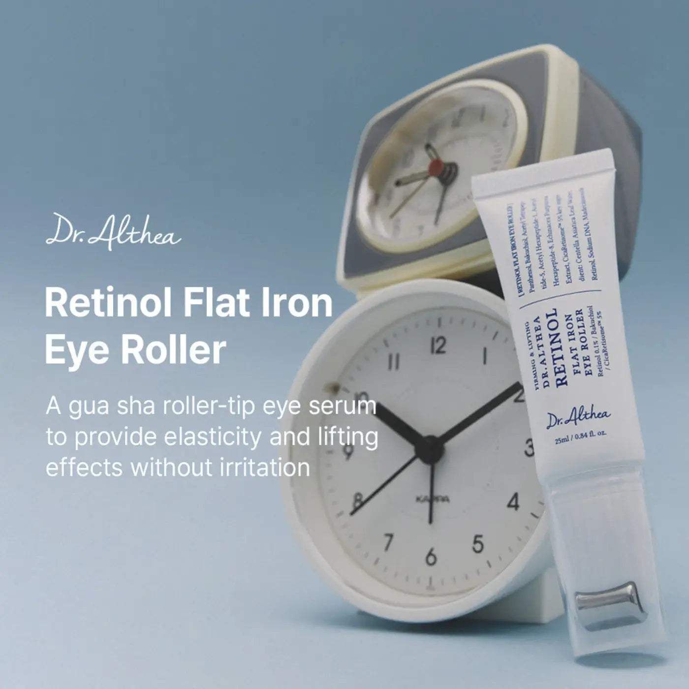 Dr retinol flat iron eye roller with cica retisome for authentic korean skincare brightening and firming care